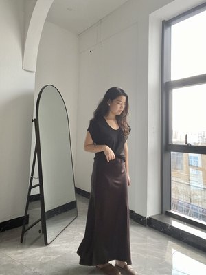 Oni欧尼2024春夏新款女装紫色高腰半身裙女装醋酸鱼尾裙长裙
