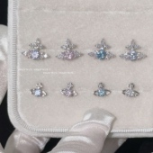 Maywct 闪钻土星钛钢耳钉爆闪百搭精致高级感星球拧扣耳骨钉耳饰