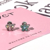 Maywct 可爱极光粉色小蝴蝶花朵小众甜酷睡觉免摘钛钢耳钉耳骨钉