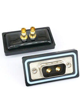 D-SUB 2W2防水大电流接头焊接头 公座 2P2针连接器 DB2芯防水插头