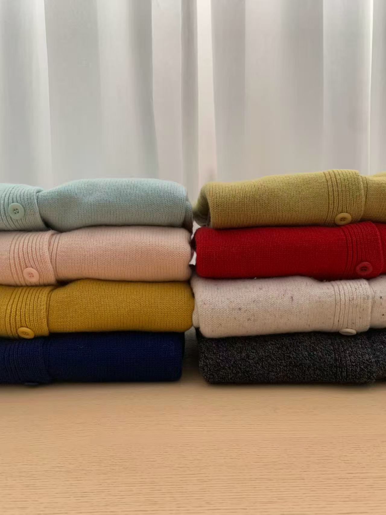 25冬韩版sliver复古纯色圆领羊毛针织开衫女红色短款毛衣外套上衣