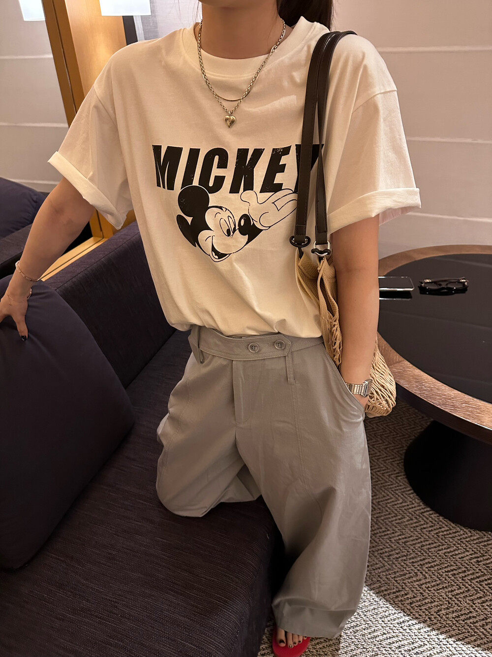 26春夏韩版insist复古潮流卡通米奇印花短袖T恤女宽松休闲上衣TEE