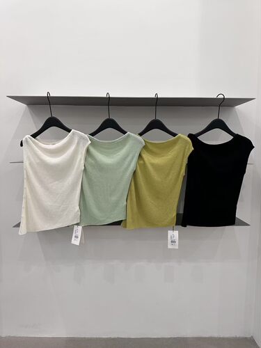 春夏韩版insist设计感侧边扣子圆领无袖针织背心可露肩打底衫上衣