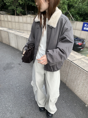 冬款韩版sliver休闲宽松拉链毛领短外套保暖棉服棉衣