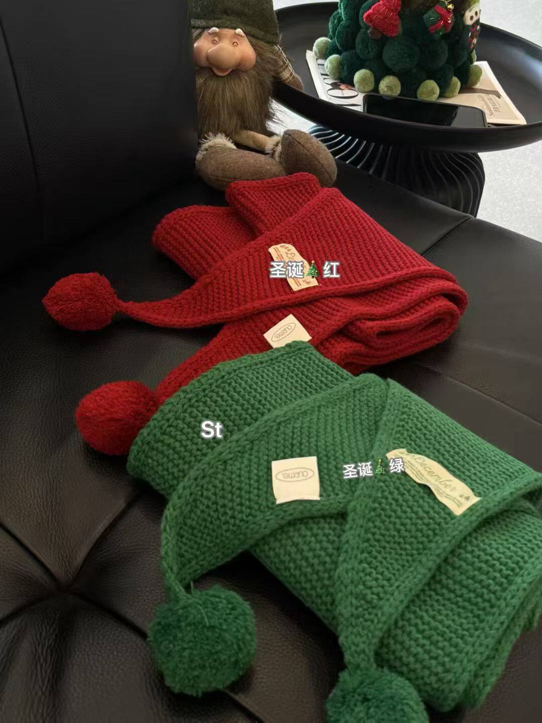 25冬韩版复古圣诞新年红色绿色毛球针织围巾女保暖护颈围脖披肩,服饰配件/皮带/帽子/围巾,围巾/丝巾/披肩,淘宝优惠券,粉丝福利购,淘宝优惠卷