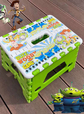 加厚塑料折叠凳出口日本款玩具总动员三眼仔小凳子马扎儿童小板凳