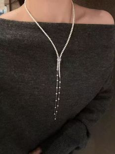 保真淡水珍珠4 银河 5mm毛衣链白色正圆无暇小众设计感2025新款