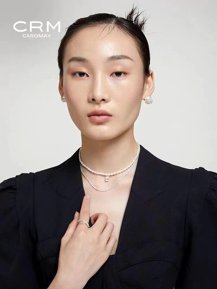 女天然珍珠小粒米珠锁骨链14K包金方糖简约气质复古珠链choker