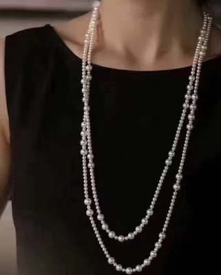 小香风长款天然淡水珍珠珍珠项链女毛衣链高级感多层叠戴颈链