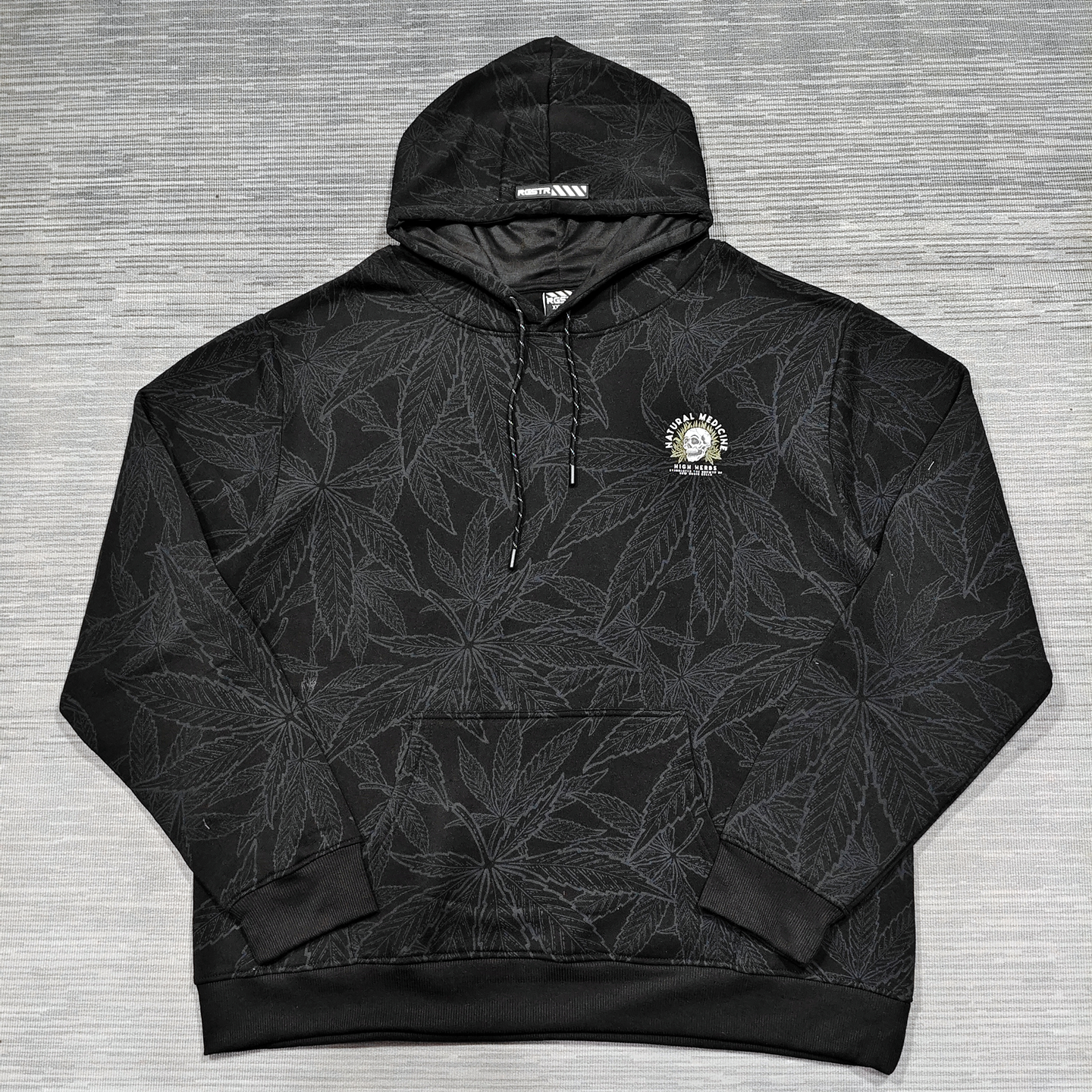 外贸大码胸围132CM老美街头休闲骷髅印花全涤棉绒连帽套头卫衣