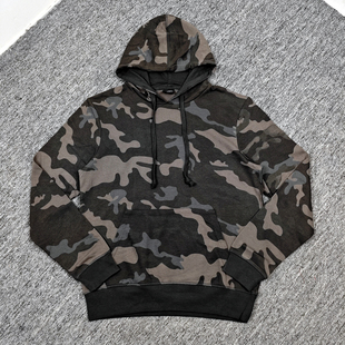 迷彩套头连帽卫衣春秋季 有超大码 微瑕欧洲街头户外运动小毛圈薄款