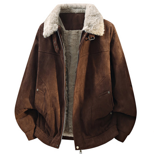 美式复古毛领夹克男加厚保暖
