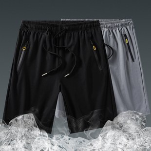 男性冰丝短裤 高档弹力凉感胖子拉链五分裤 薄款 50岁中老年 夏季