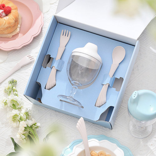 Reale 日本制 甜点时光五件套 新品 高脚杯叉勺碗碟