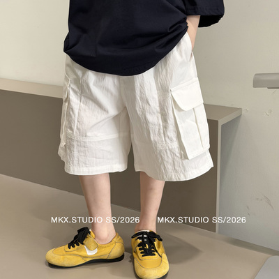 儿童裤子男童工装短裤夏季2026新款中大童男孩休闲宽松薄款五分裤 — 1
