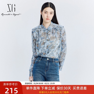 衬衫24新款印花休闲风宽松