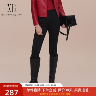 打底裤 XG雪歌黑色紧身牛仔裤 铅笔裤 新款 子XK102016A190 女2025春装