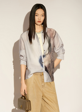 少货  XG雪歌2026春雅致印花松弛感休闲通勤衬衫女XL121024B284