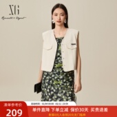 XG雪歌2025春款 率性简约百搭智性通勤短款 马夹外套女XL124504A891