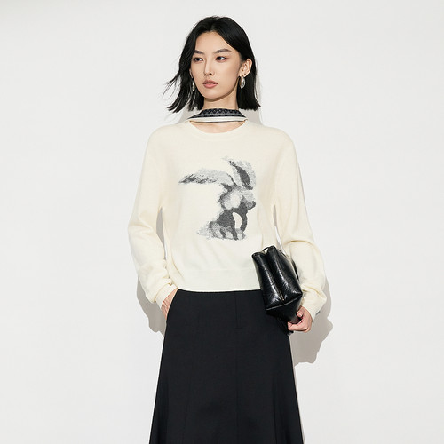 XG雪歌100%绵羊毛针织衫XL411637A891