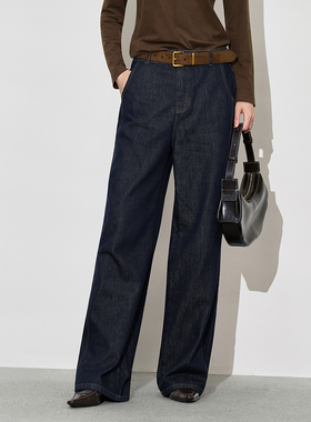 XG雪歌25冬款莱赛尔棉高智极简百搭显瘦直筒牛仔裤女XL412608A828