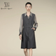 XG雪歌25秋从容雅丹风显瘦A版 通勤西装 连衣裙两件套XK304003A481