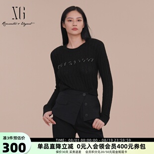 女2025春新款 XG雪歌专柜亲肤套头针织衫 简约圆领上衣XK111020A290