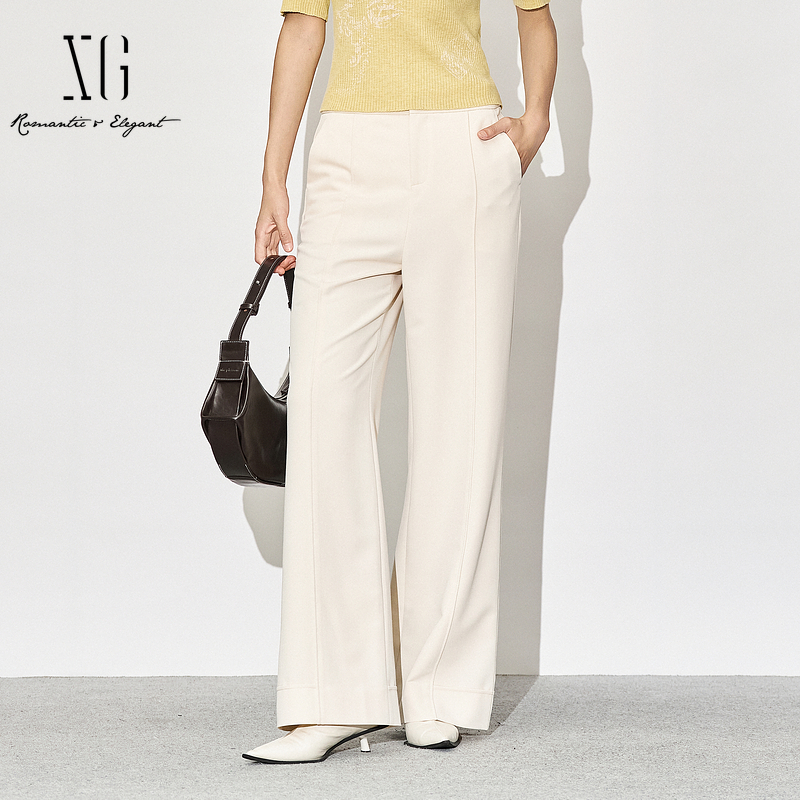 XG雪歌2025秋新款利落剪裁极简百搭通勤阔腿西裤女XK302012A291