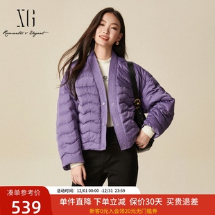 xg雪歌简约轻薄V领羽绒服女秋冬2024新款 外套XJ406091A687 短款