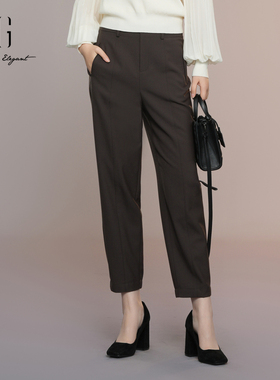 XG雪歌2025秋极简百搭利落剪裁高智通勤烟管西装裤女XK302016A374