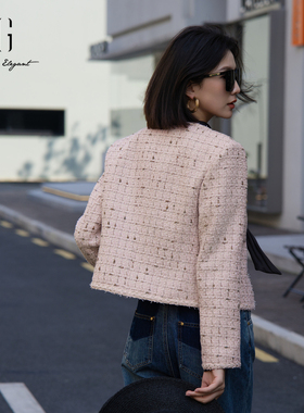 XG雪歌2025秋款简约百搭甜美通勤法式小香风短外套女XK307005A316