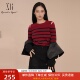 XG雪歌经典 镂空上衣XK111025B199 个性 条纹套头针织衫 女2025春新款