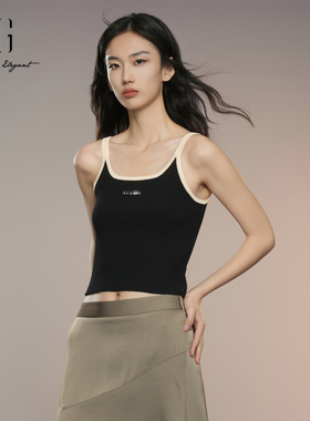 XG雪歌2025秋新款撞色吊带背心女内搭打底针织衫上衣XK311010A190