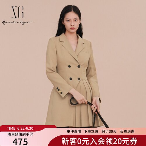 XG雪歌气质通勤西装连衣裙外套收腰短裙2025春新款XK107010A173