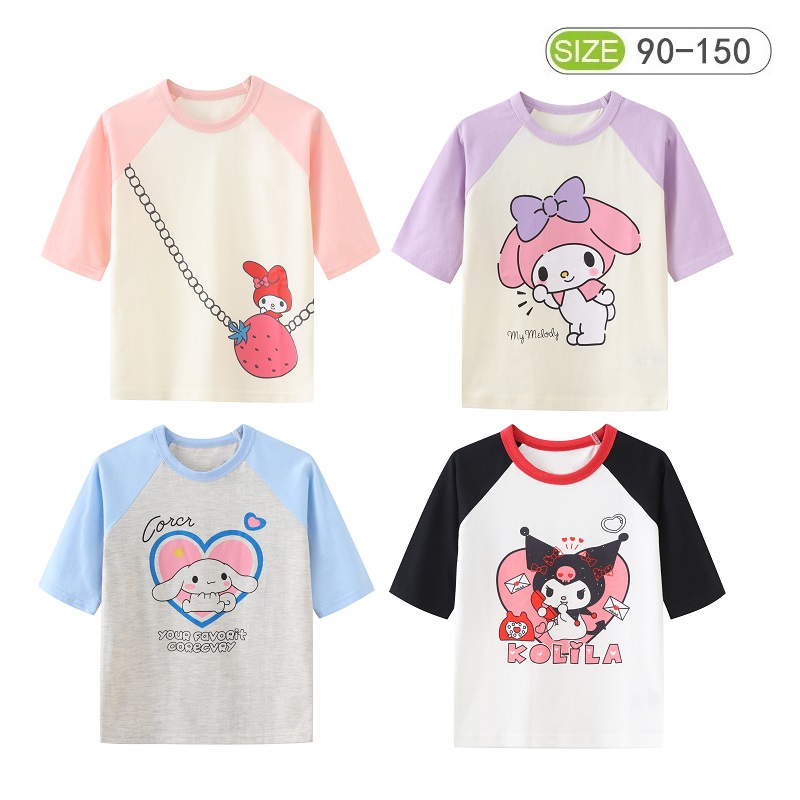 圆领可爱卡通七分袖女童宝宝T恤