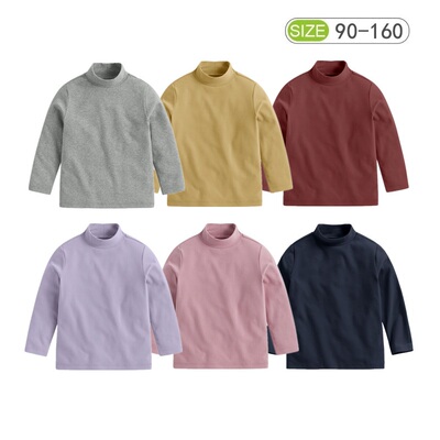 男女儿童宝立领百搭长袖长袖T恤