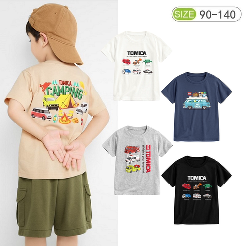 日系新款儿童夏季薄纯棉短袖T恤男童工程汽车圆领上衣宝宝半袖衫a