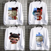 恶搞可爱胡巴哪吒敖丙藕饼表情包长袖 男t恤女抽象魔丸魔童学生装