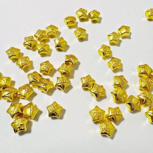 合金仿真小星星幸运星金色实心五角星聚宝盆玻璃瓶金属装饰小摆件