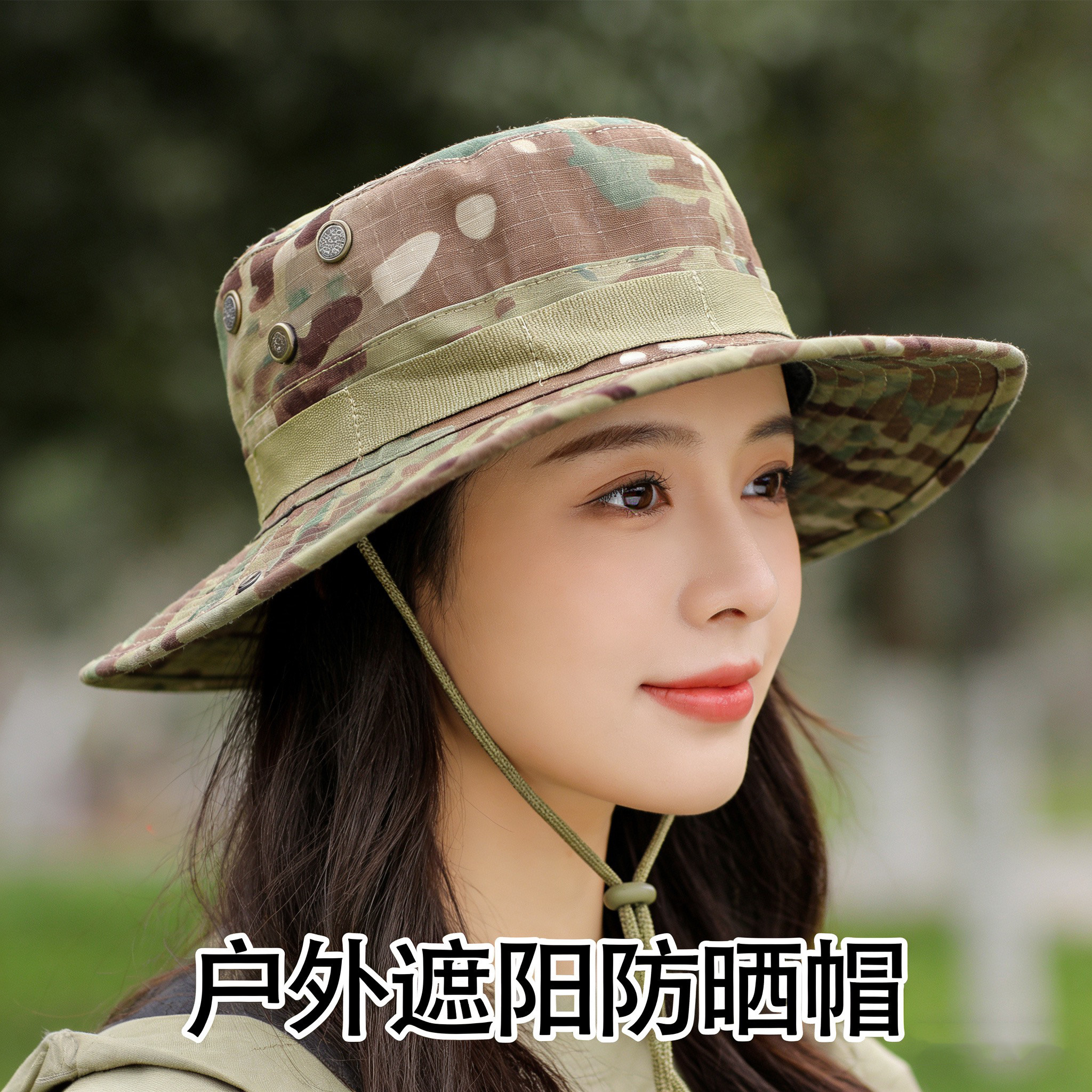 迷彩奔尼帽遮阳帽 夏季男士户外骑行圆边帽 钓鱼帽登山帽防晒帽子