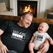 爸爸妈妈儿童婴儿连体棉圆领短袖 Dad 亲子装 Loading夏季 t恤 Joke