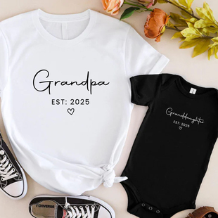 Grandma shirt夏季亲子装爷爷奶奶婴儿儿童定制名称圆领短袖t恤新