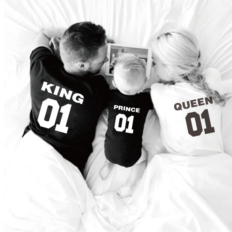 创意亲子装t恤夏装父子母女短袖一家三口纯棉时尚定制洋气全家装