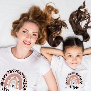 高端韩版短袖t恤不一样亲子装母女新款一家三口母子夏装度假