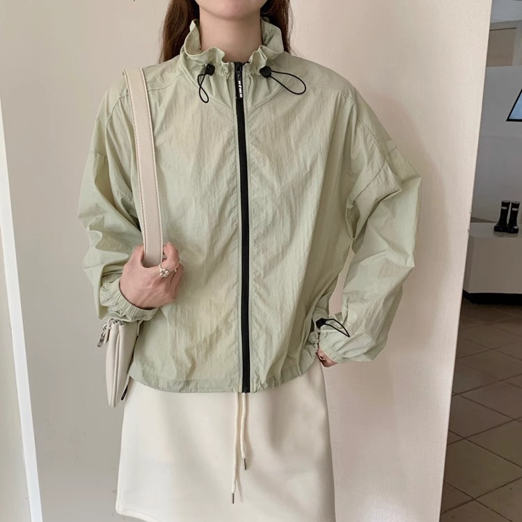 防晒衣女夏季薄款花苞抽绳立领休闲轻薄透气防紫外线凉感户外外套