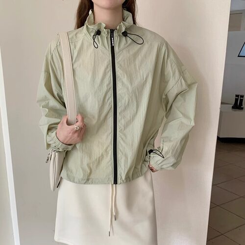 防晒衣女夏季薄款花苞抽绳立领休闲轻薄透气防紫外线凉感户外外套