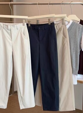 通勤烟管裤！人手B备~百搭松紧腰立体剪裁九分休闲裤女裤 版型好