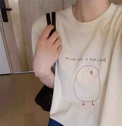 短袖休闲常规印花棉质女