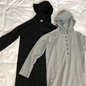 girl 懒女孩 一件式 lazy 长款 薄连帽卫衣裙