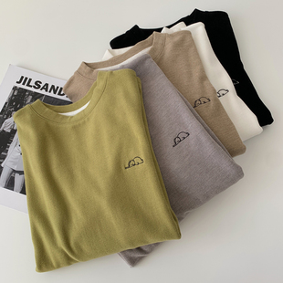 21冬 磨毛T恤女内搭打底衫 刺绣小象 亲肤软糯圆领长袖 好穿 muzi